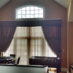 Layered Draperies with Sheers and Shaped Cornice