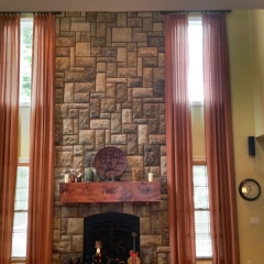 Drapery Panels with Wood Decorative Rod