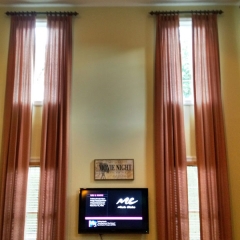 Tall Drapery Panels with Wood Poles and Rings